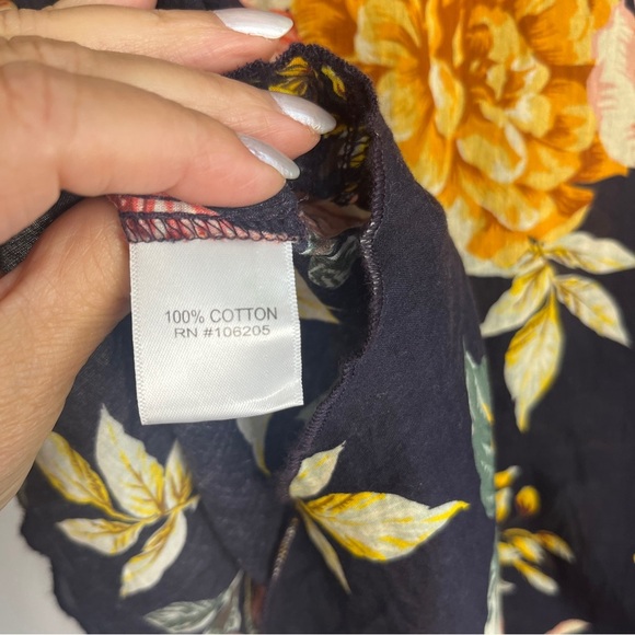 SUNDANCE CINO Women's 100% Cotton Blue Floral Long Sleeve Blouse Top XS - Picture 8 of 9